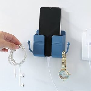 ORiTi 2pcs Wall Mount Phone Holder Self-Adhesive Wall Beside Organizer Storage Box Plastic Charging Phone Stand Remote Wall-Mounted Phone Brackets Holder for Bedroom